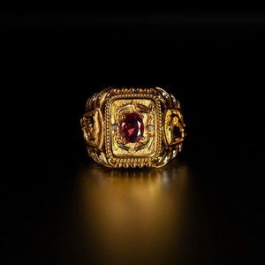 Extremely Rare Unheated Ruby Diamond 18k Gold Ring